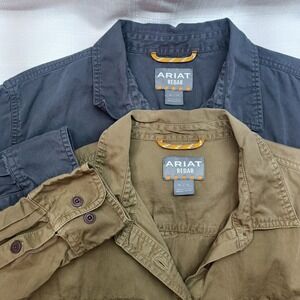 Lot 2 Ariat Mens XL Rebar Work Shirt Washed Twill Long Sleeve RipStop Gorpcore